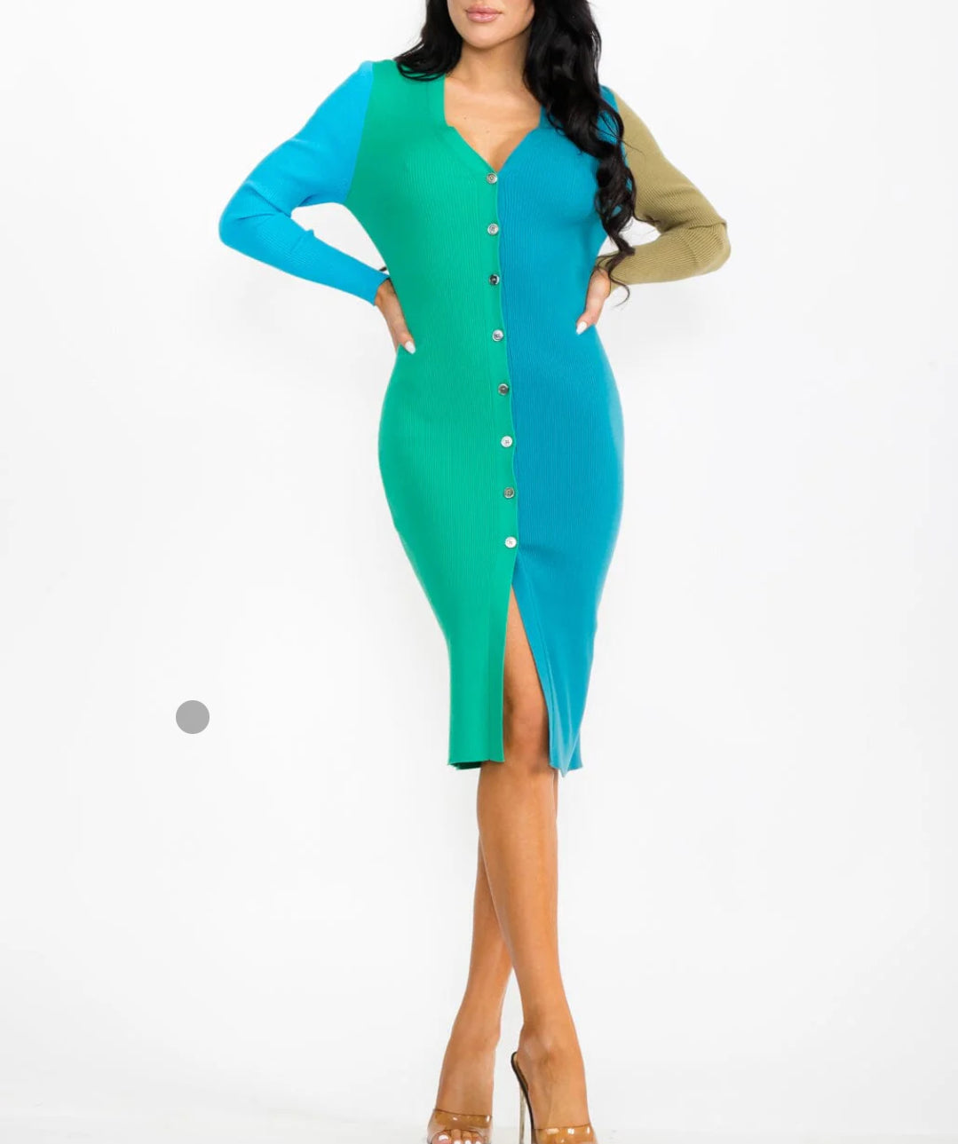 Ribbed Bodycon Dress - Kelly Green