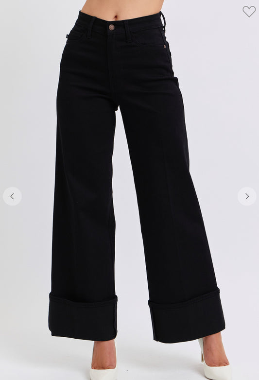 Wide Leg Cuff Jeans