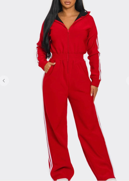 Hooded Jumpsuit - Red