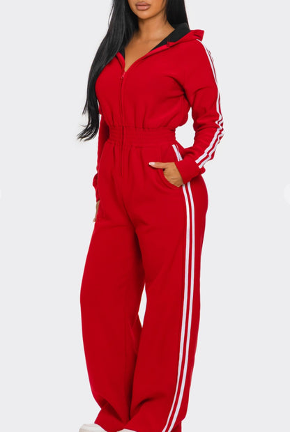 Hooded Jumpsuit - Red