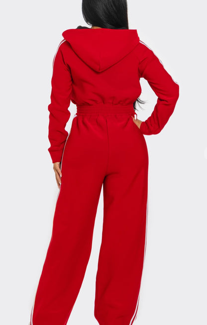 Hooded Jumpsuit - Red