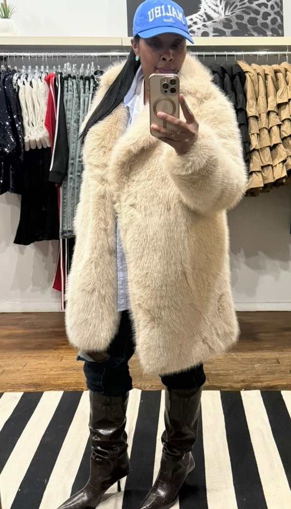 Faux Fur Jacket - Beige