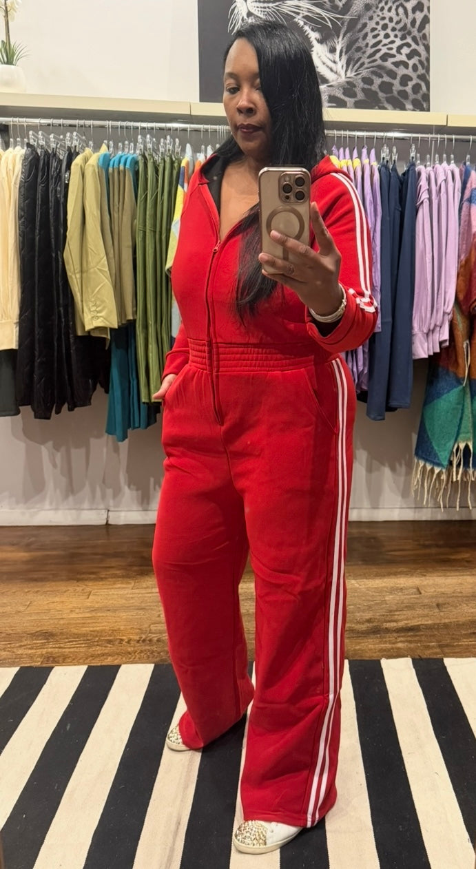 Hooded Jumpsuit - Red